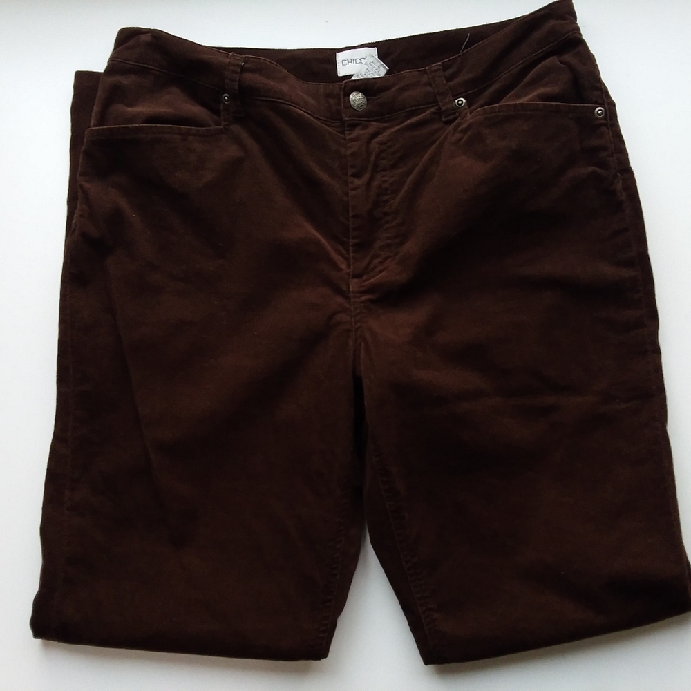 Chico's 2 choclate brown straight corduroy pants - Picture 2 of 10